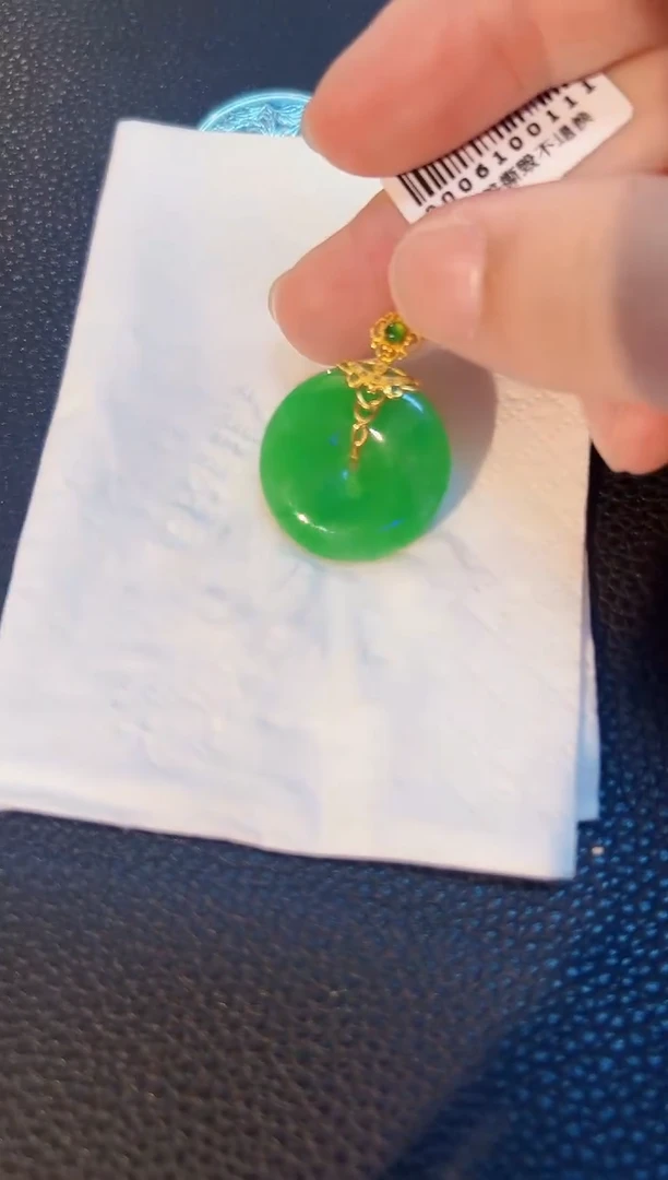 翡翠18K金镶嵌颈饰缅料A货/支持复检/一件