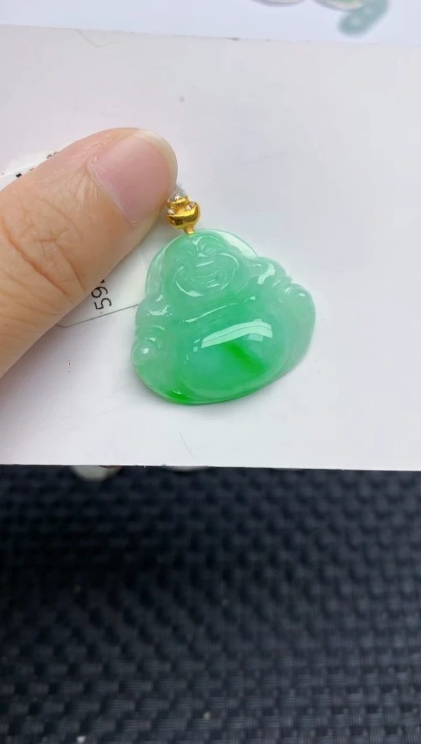 翡翠18K金镶嵌颈饰天然A货翡翠