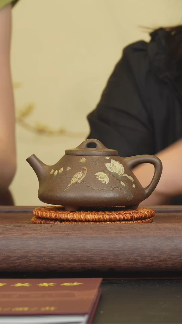 茶壶紫砂丁雪英老师  子冶石瓢 松花梨皮绿 300cc