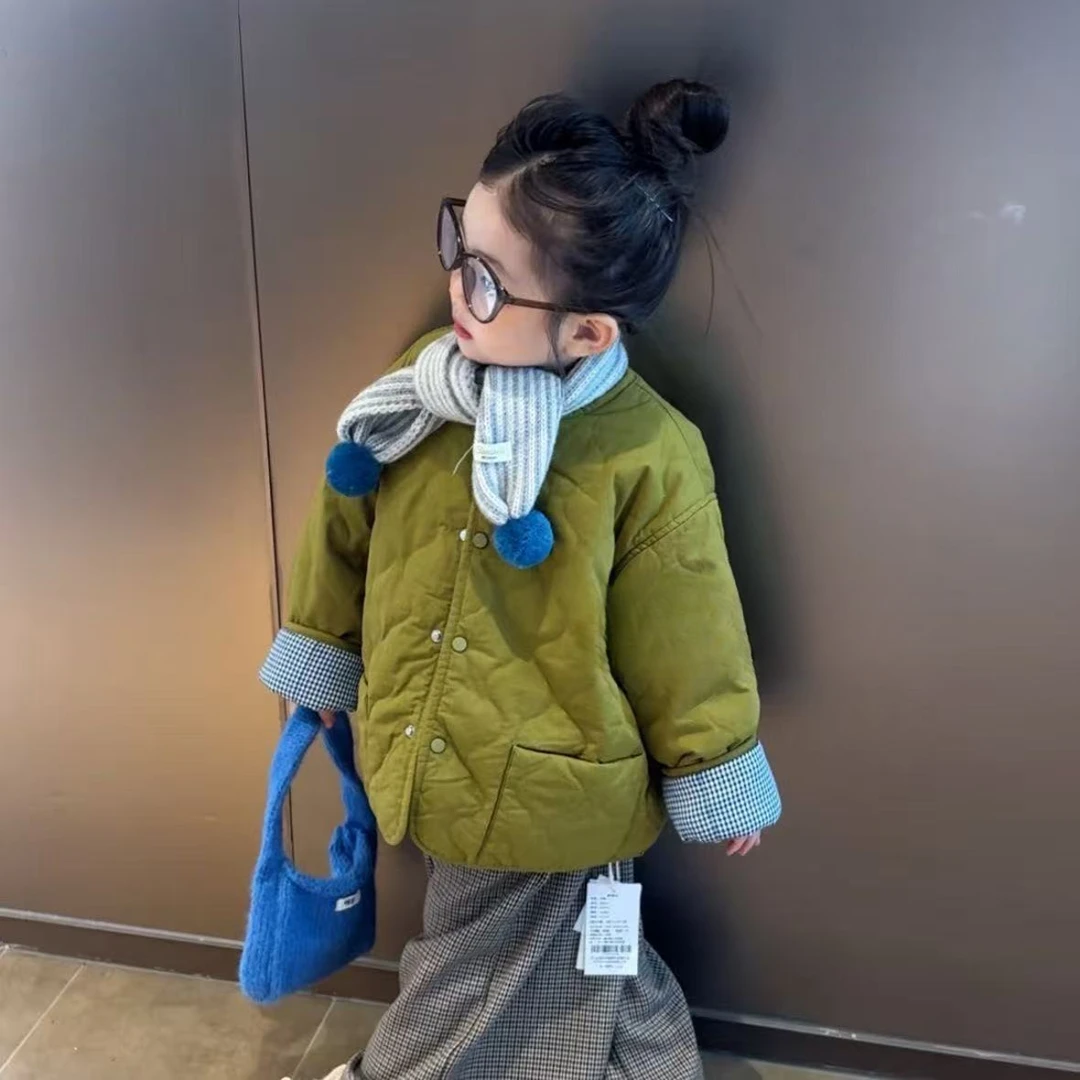 韩版童装女童夹棉外套2025新款秋冬洋气百搭宝宝轻薄款保暖棉服