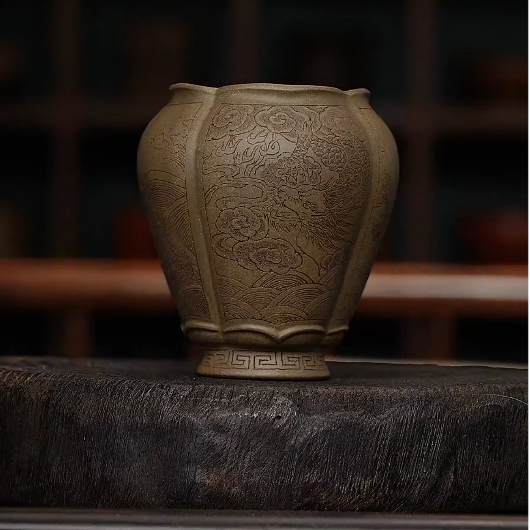 2935丨四神兽 青段 莲樽杯 紫砂主人杯