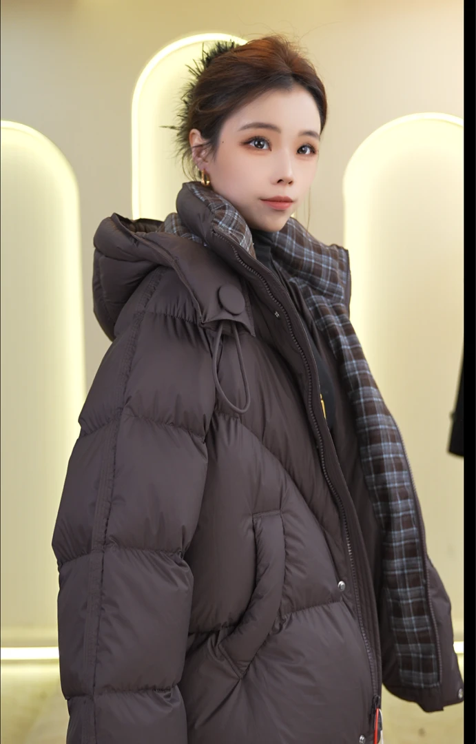 2025极寒系列新款拼格白鸭绒羽绒服女款Y80