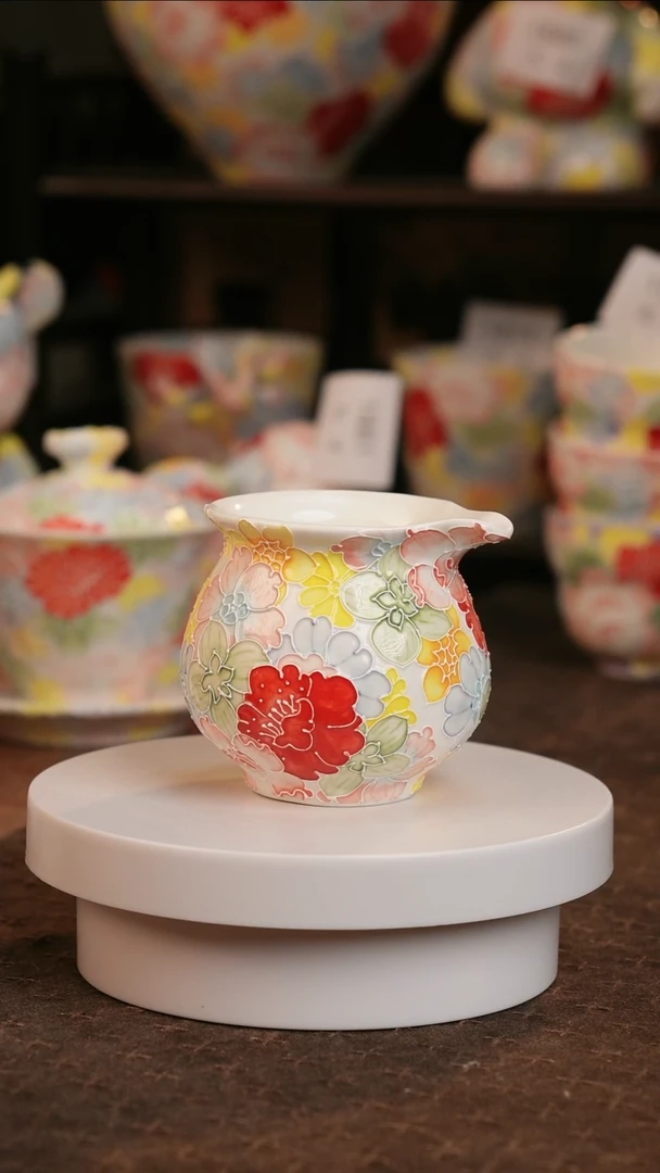 九寻景德镇手工手绘珐华彩茶杯1911