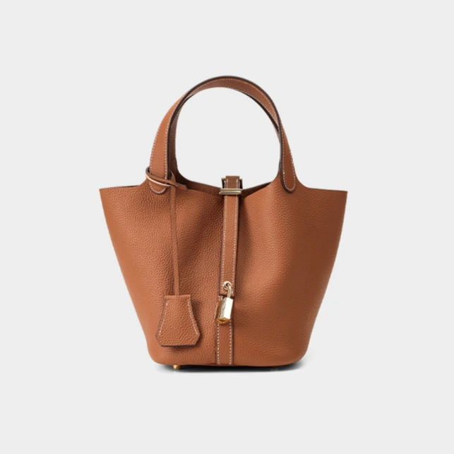 HONGU/红谷【拍一发三】头层牛皮菜篮子松弛极简手拎包通勤包包