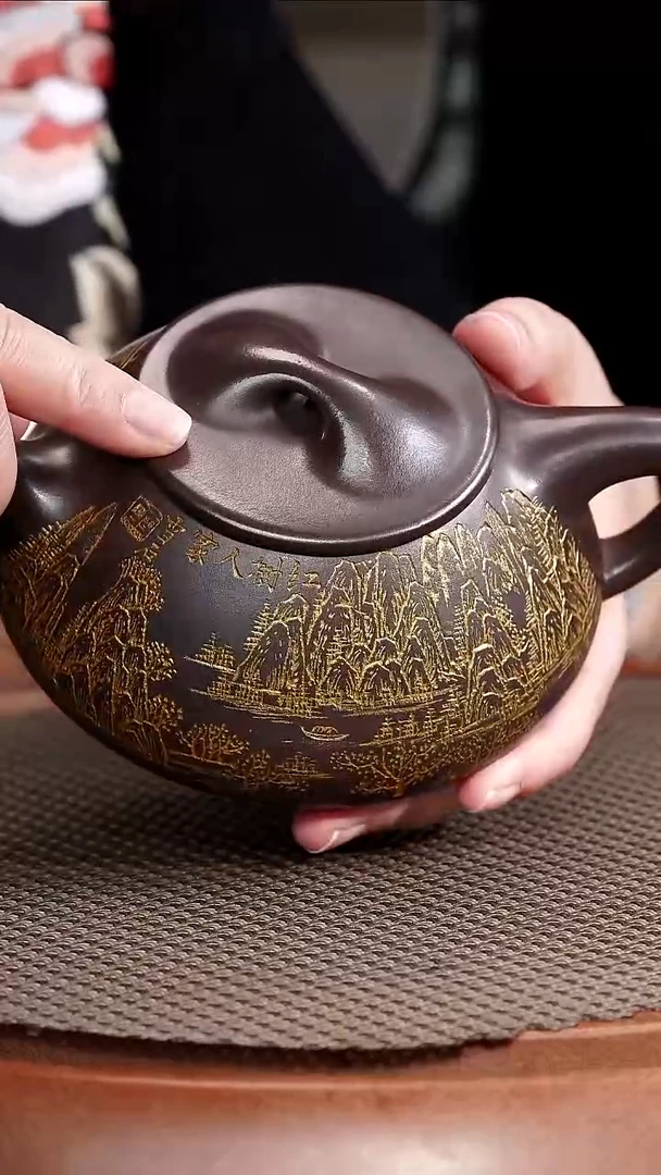 茶壶紫砂BW39丁雪英景舟石瓢老紫泥260cc