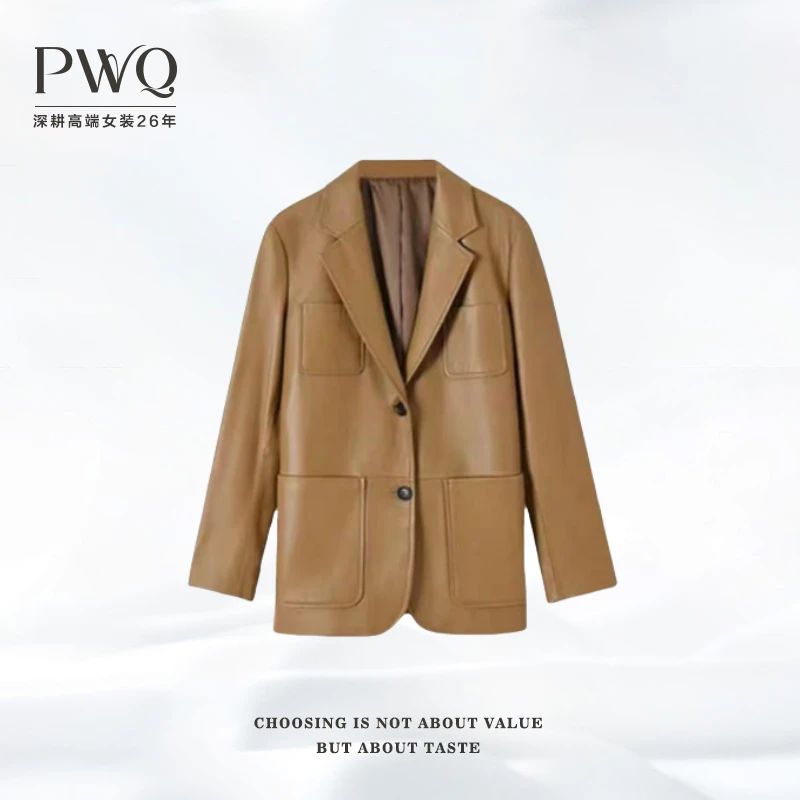 【女主】外套皮衣西装版新西兰绵羊皮四口袋两粒扣气质DRS-2522303