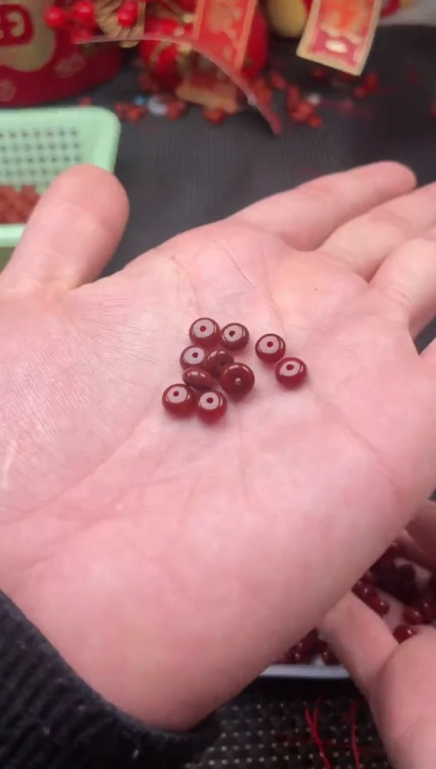 【闪购商品】南红玛瑙单珠未镶嵌4号牛血红卡3*6隔片一组10颗