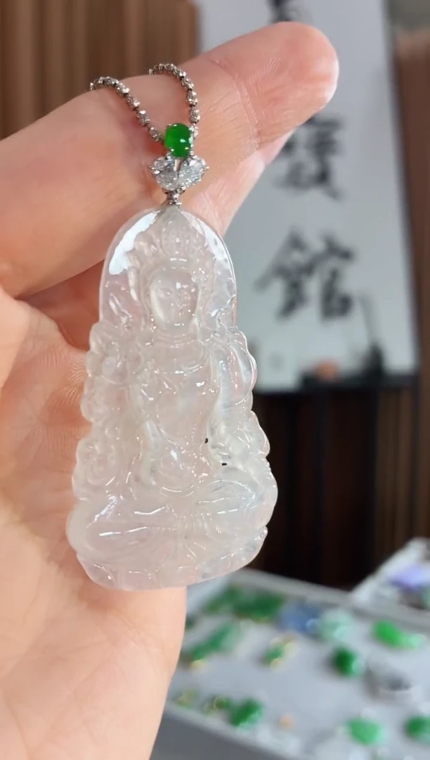 吊坠(不含链)18K金镶嵌翡翠吊坠