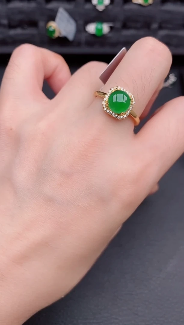 银S925镶嵌戒指翡翠天然a货翡翠105