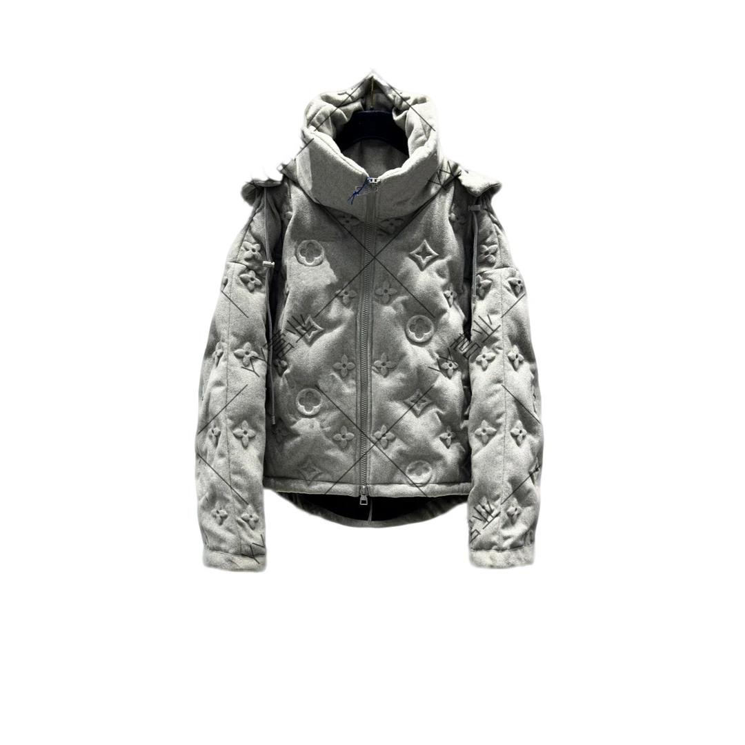 A075【浮雕羽绒】秋冬限定立体浮雕压花白鹅羽绒服男女同款连帽可拆