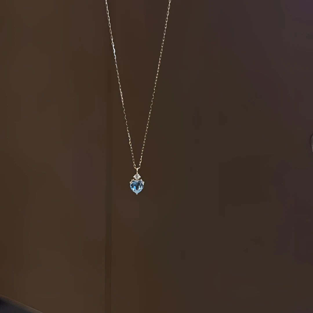 柯柒 钛钢项链 蓝眼泪爱心项链轻奢时尚气质小众设计感甜美锁骨链