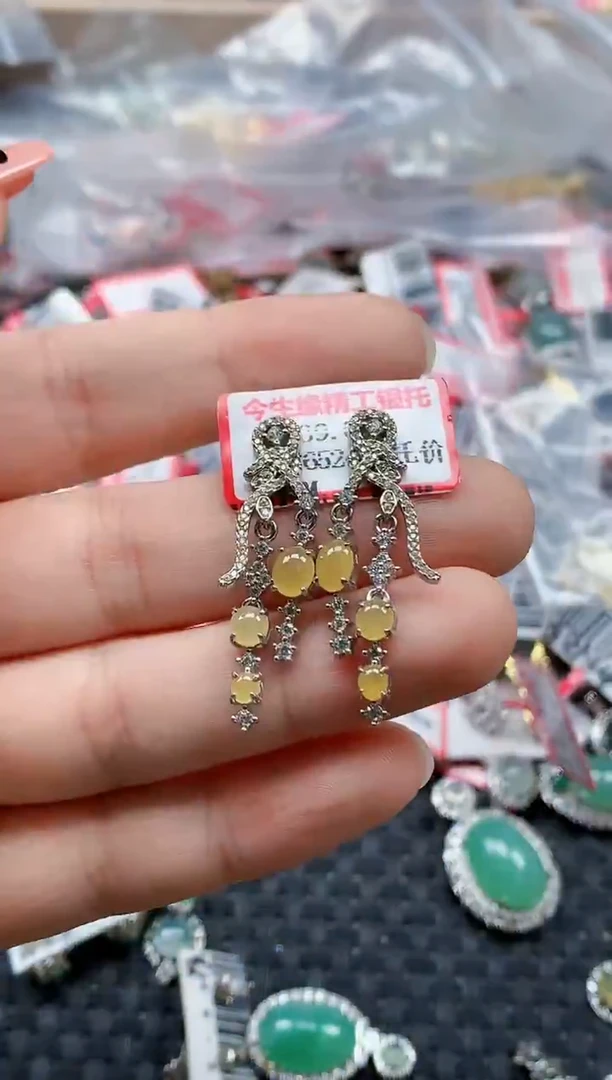 银S925镶嵌戒指翡翠天然A货缅甸翡翠