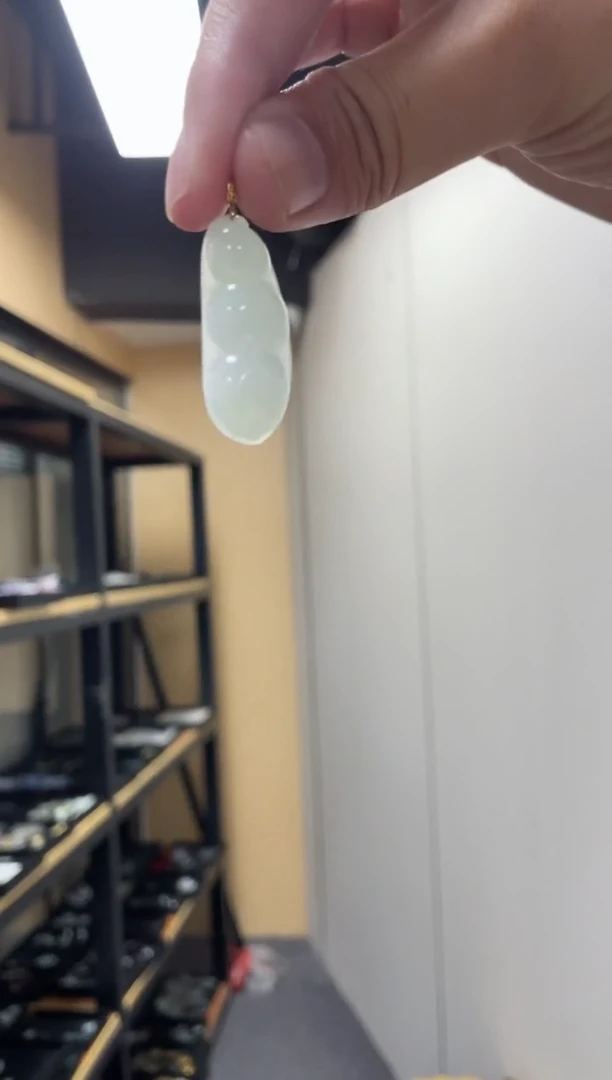 【闪购商品】翡翠颈饰18K金镶嵌福豆