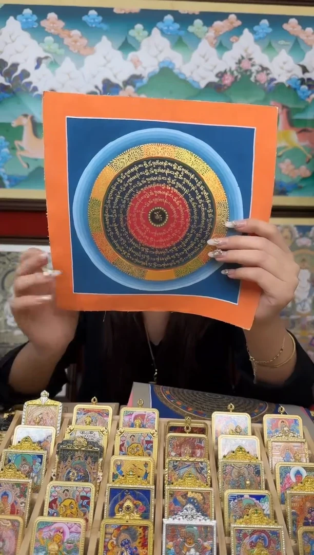 吊坠坛城-热贡纯手绘唐卡吊坠