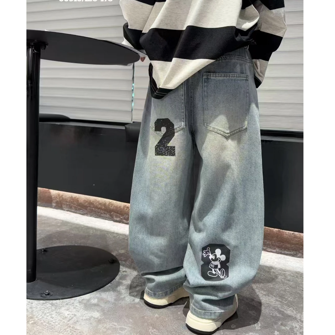 男童裤子2025春季新款儿童牛仔裤韩版宽松中大童老爹裤休闲裤洋气