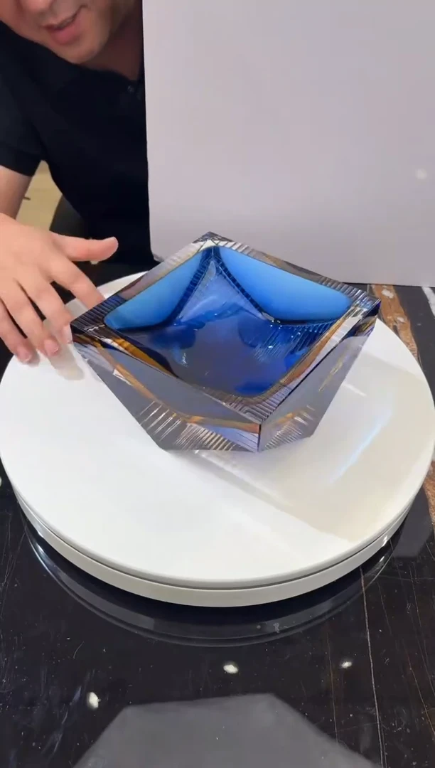 摆件10天内发出CS0101004宝石蓝金色阶梯果碗摆件