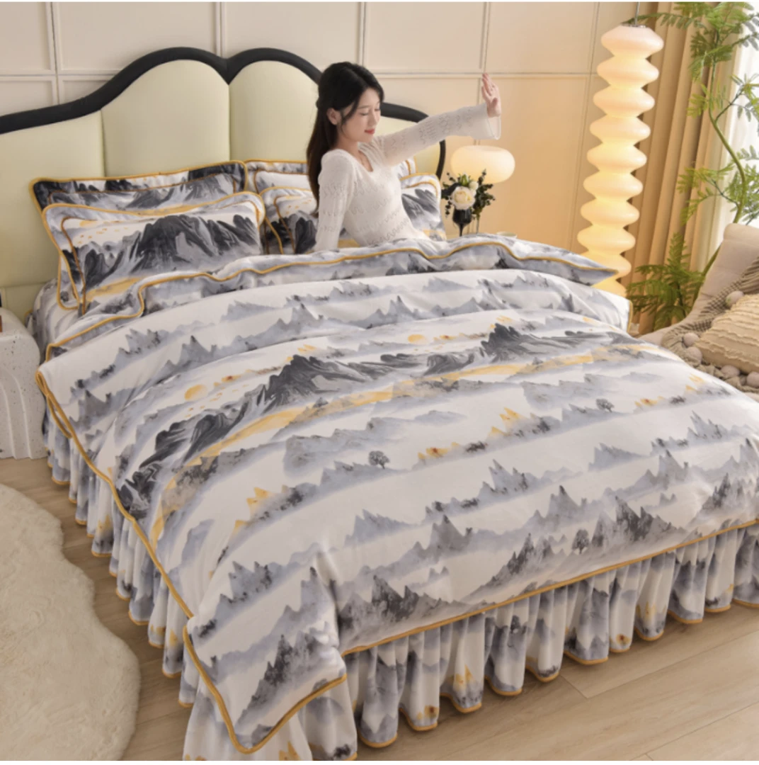 【江南韵】冬季加厚防静电牛奶绒四件套