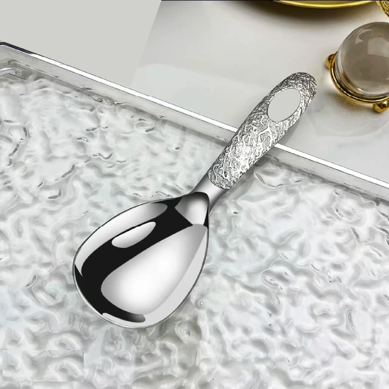 【三单五单囤】不锈钢316L锤纹分餐饭勺创意锤纹勺家用分菜勺子