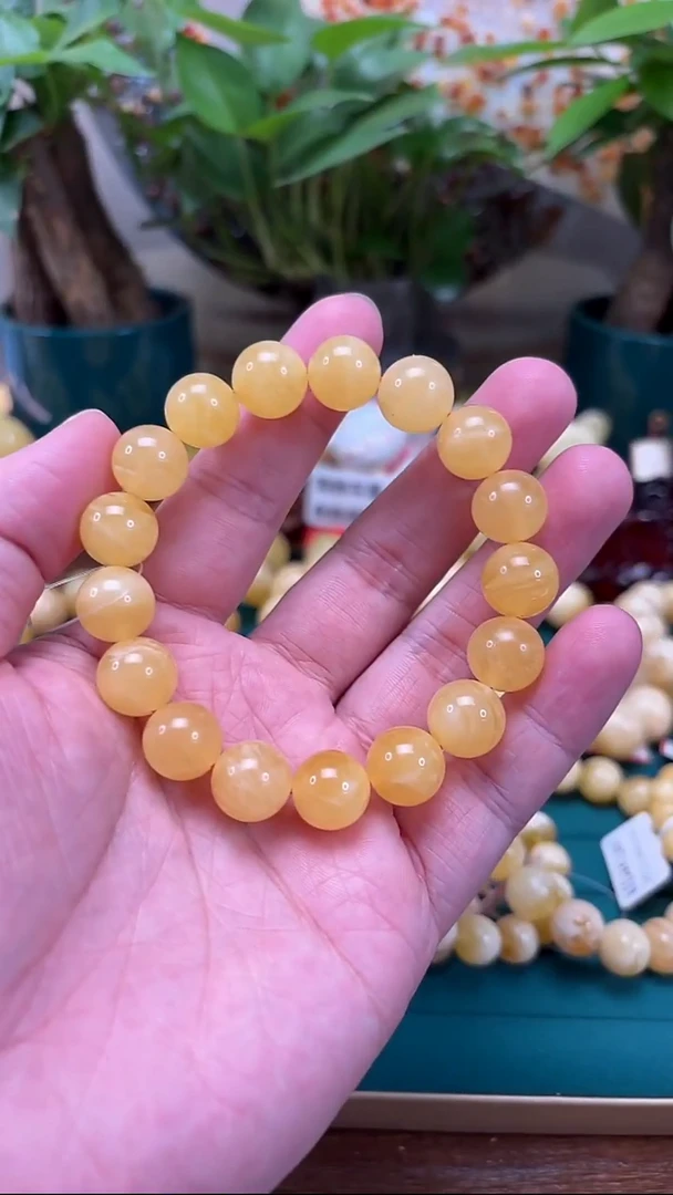 手链蜜蜡未镶嵌p55俄料原矿鸡油黄单圈 19.16克 12+mm