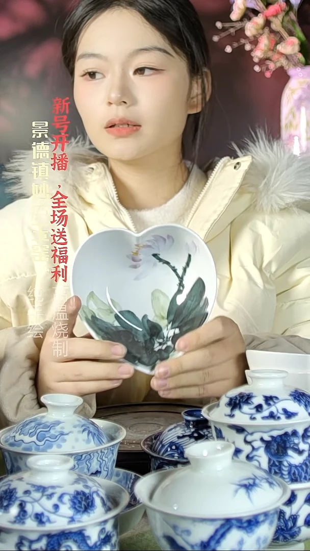 盘陶妙庐玉窑爱心碗