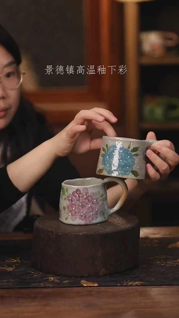 陶瓷景德镇高温釉下手绘陶瓷