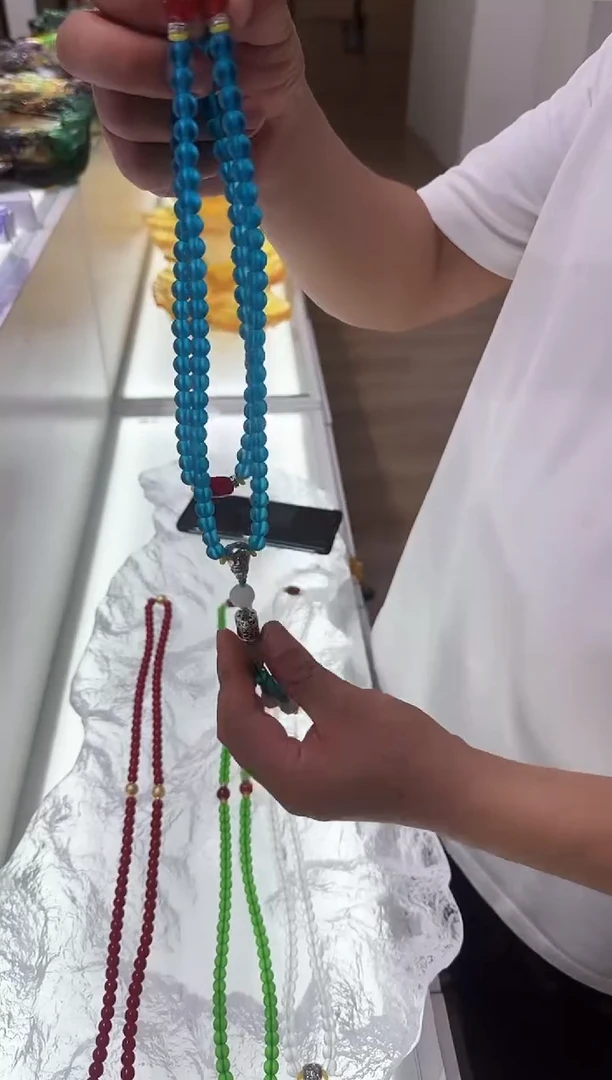 手工艺品琉璃108颗手串蓝色