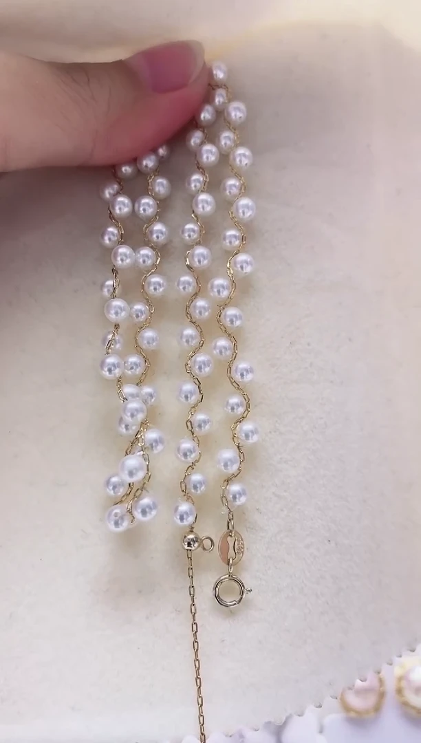 项链银S925镶嵌淡水珍珠淡水珍珠项链