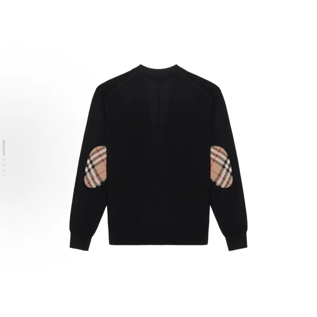 Burberry博柏利 拼接V领单排扣针织衫 女款 驼色黑色