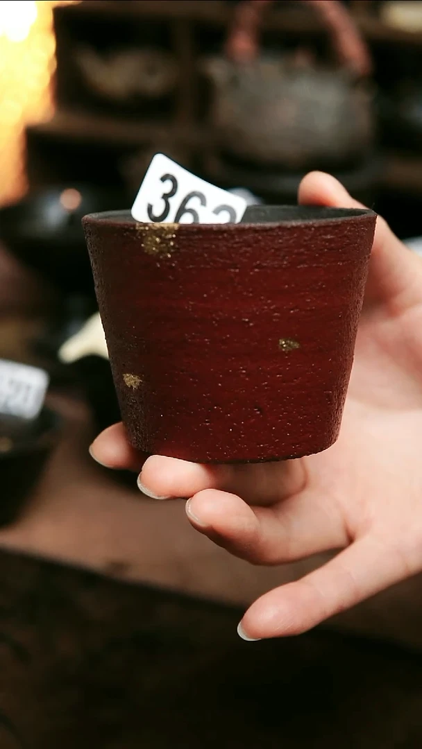 紫砂全手工红撒金主人杯125毫升