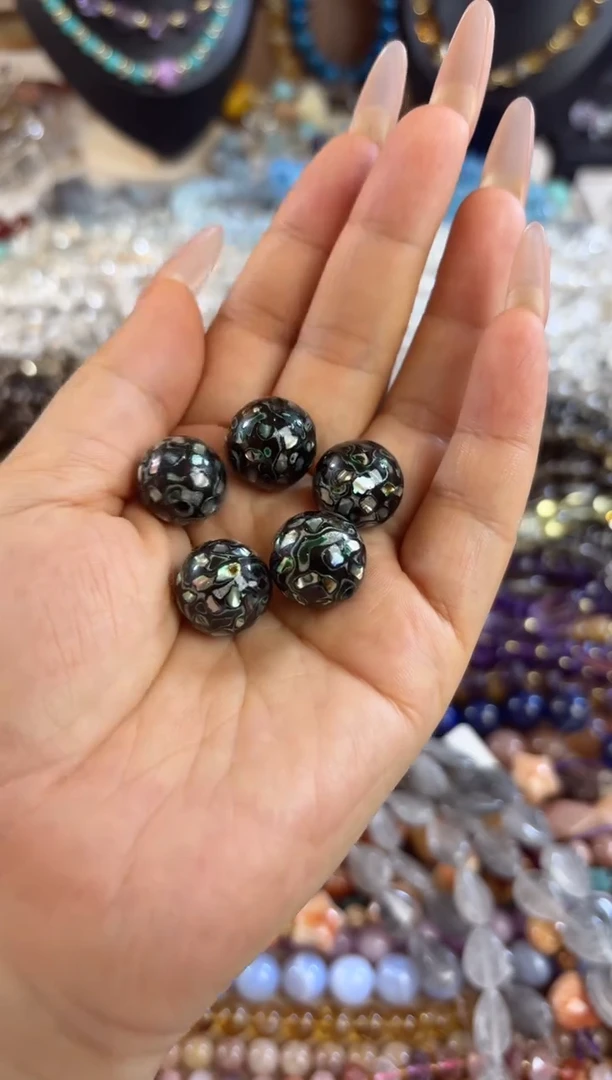 未镶嵌玛瑙/玉髓珠宝半成品大漆珠子卡15一颗