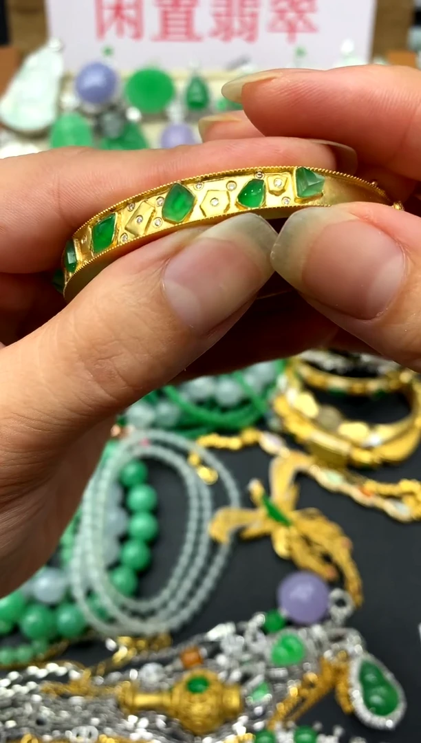翡翠手镯18K金镶嵌539-中国好珍宝