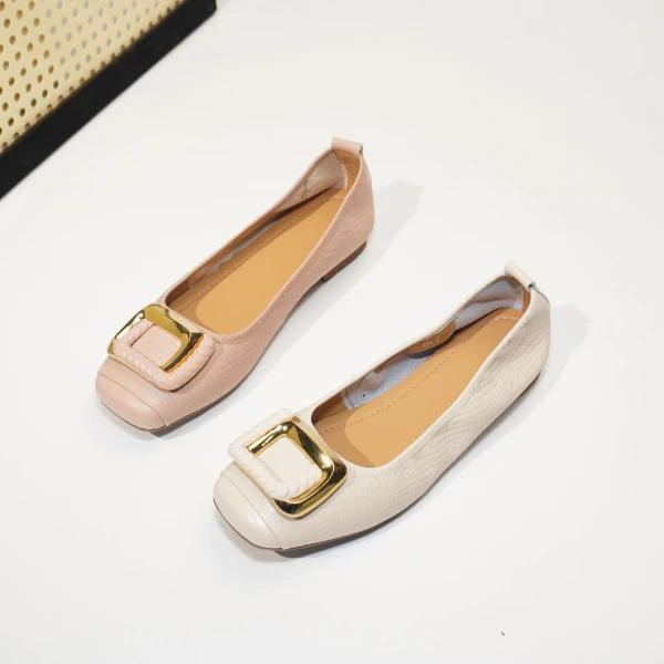 6255 大码小香风小皮鞋女夏新款浅口平底软皮软底休闲低跟单鞋女