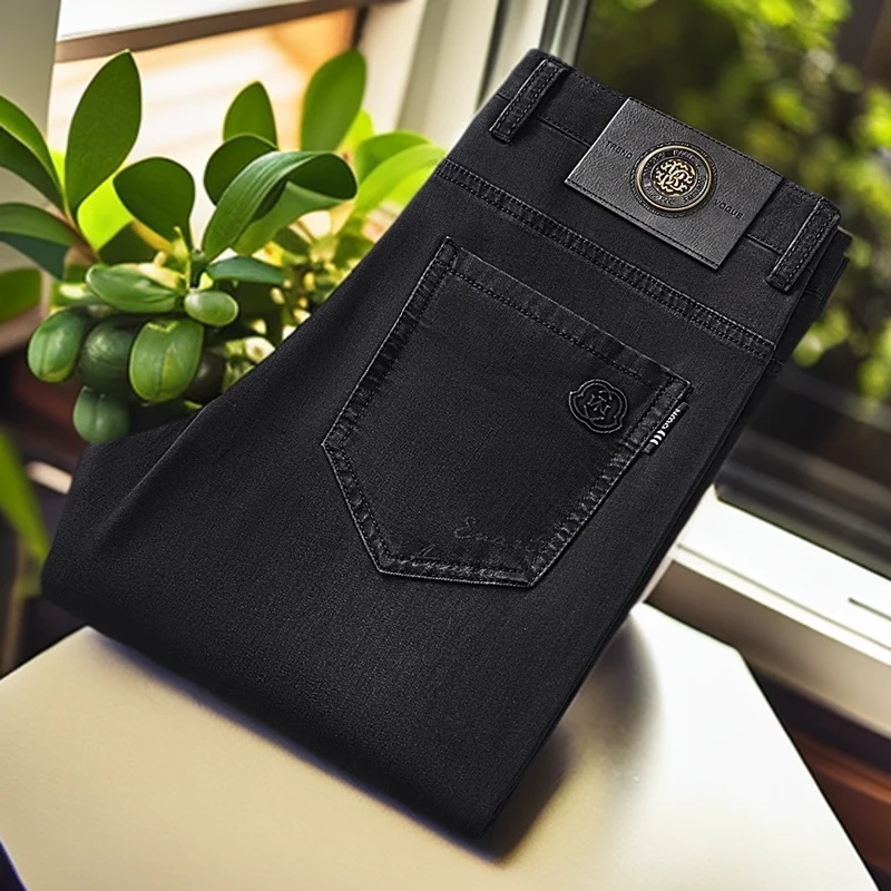 娜罗普西夏季薄款水洗牛仔裤男宽松直筒男士商务休闲裤夏天长裤子