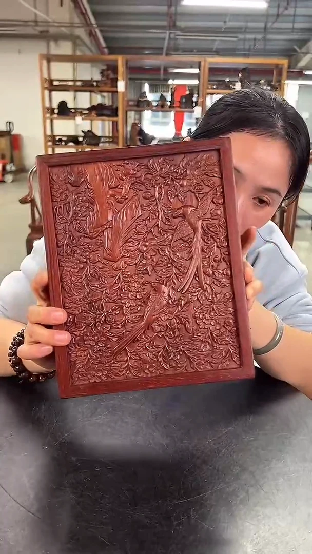 木DZ1029M19红梅花绶带长方盒