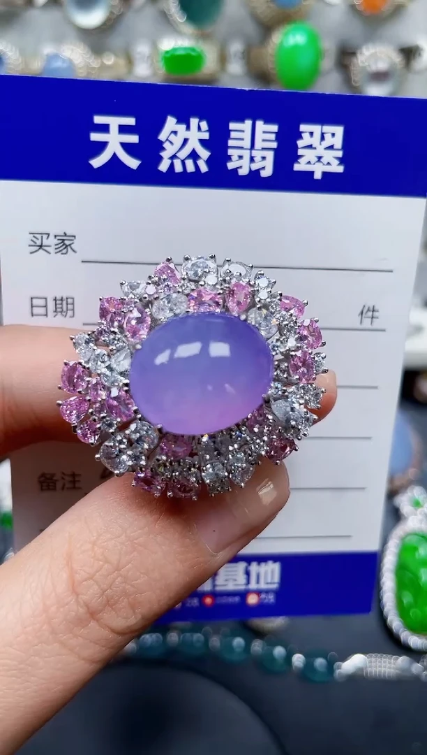银S925镶嵌戒指翡翠小*儿396