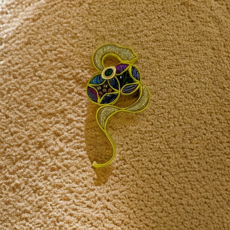 非金属布艺胸针 B073新中式旗袍唐装手工订制铜钱蛇胸针