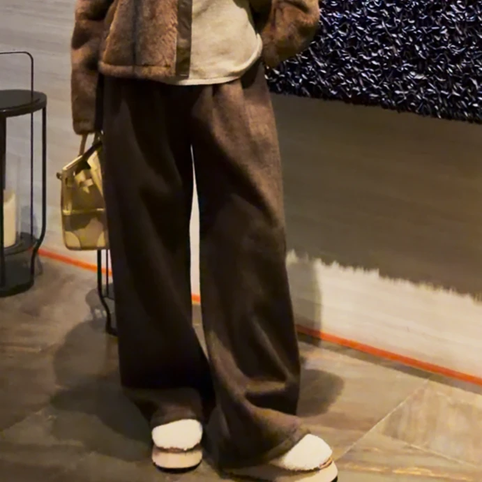 【吸金女王】微胖大码 加厚高克重双面羊毛阔腿裤长裤  251074