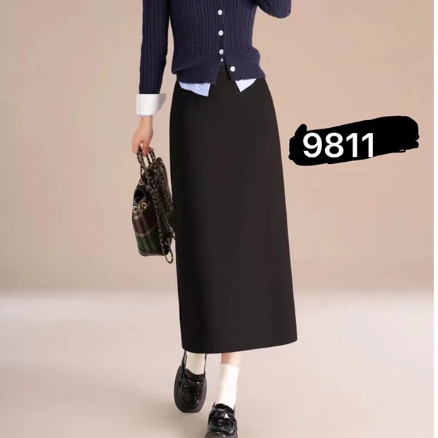 2025春季新款时尚松紧腰纯色素版半身裙