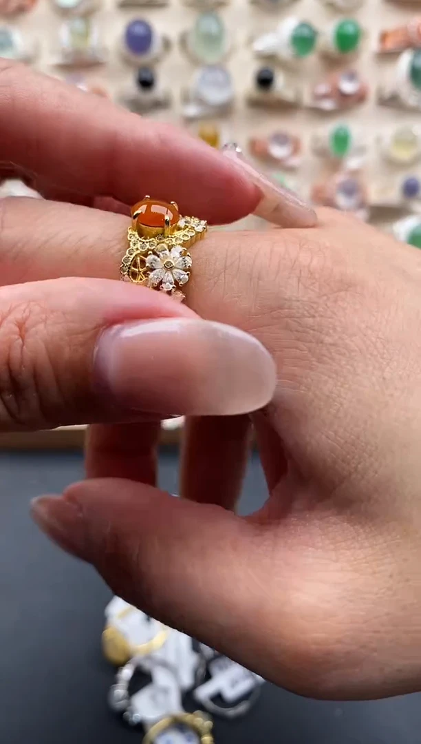 银S925镶嵌戒指翡翠缅甸天然A货翡翠111   6-2