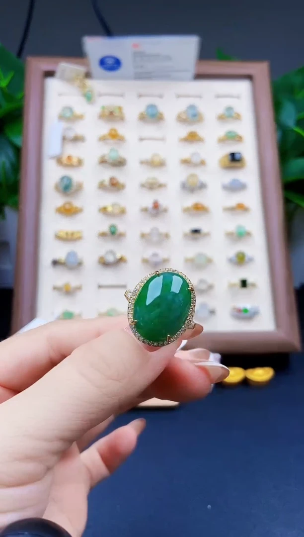 银S925镶嵌戒指翡翠12