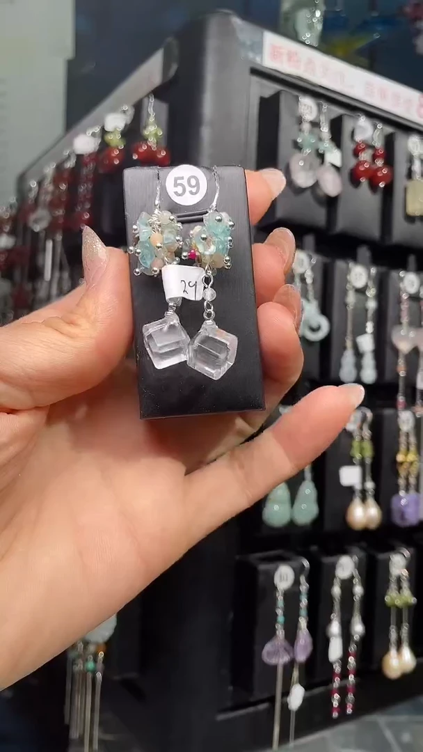 银S925镶嵌耳饰紫晶紫*兰 紫罗兰