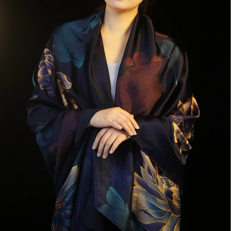 180丽锦缎长丝巾仙女风波点法式日韩见外包装民族风成人