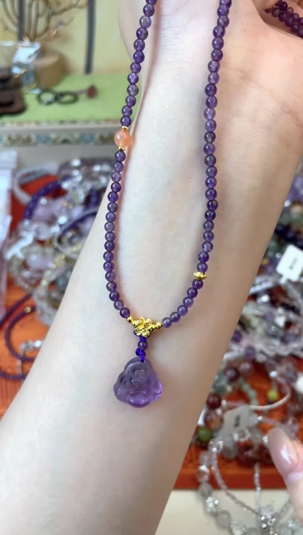 未镶嵌颈饰紫晶288手串