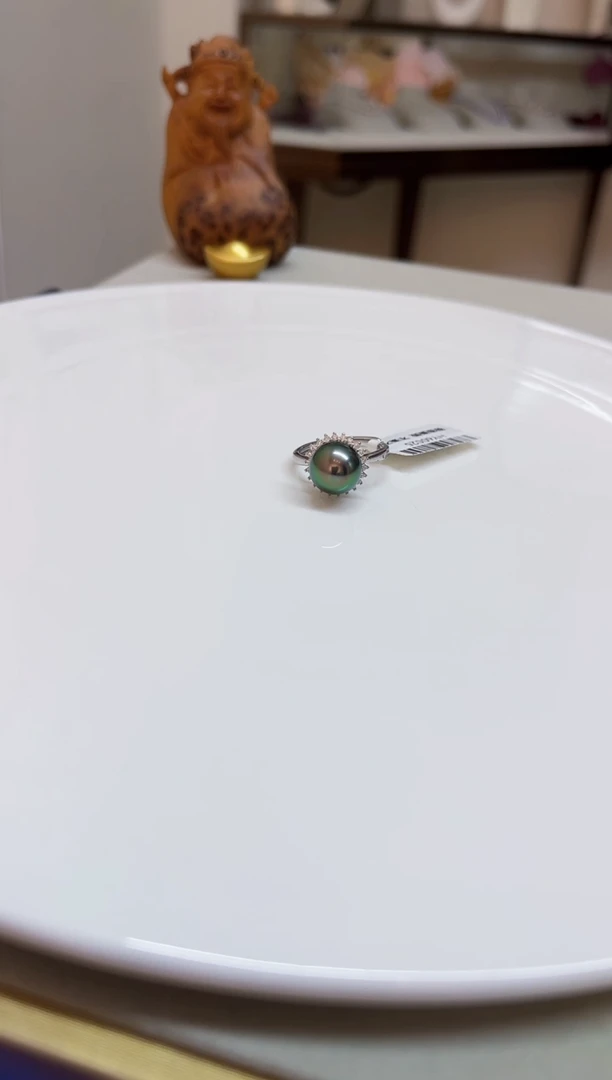 银S925镶嵌戒圈海水珍珠10mm