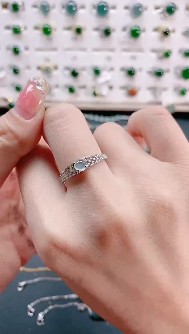 【闪购商品】翡翠戒指银S925镶嵌天然翡翠