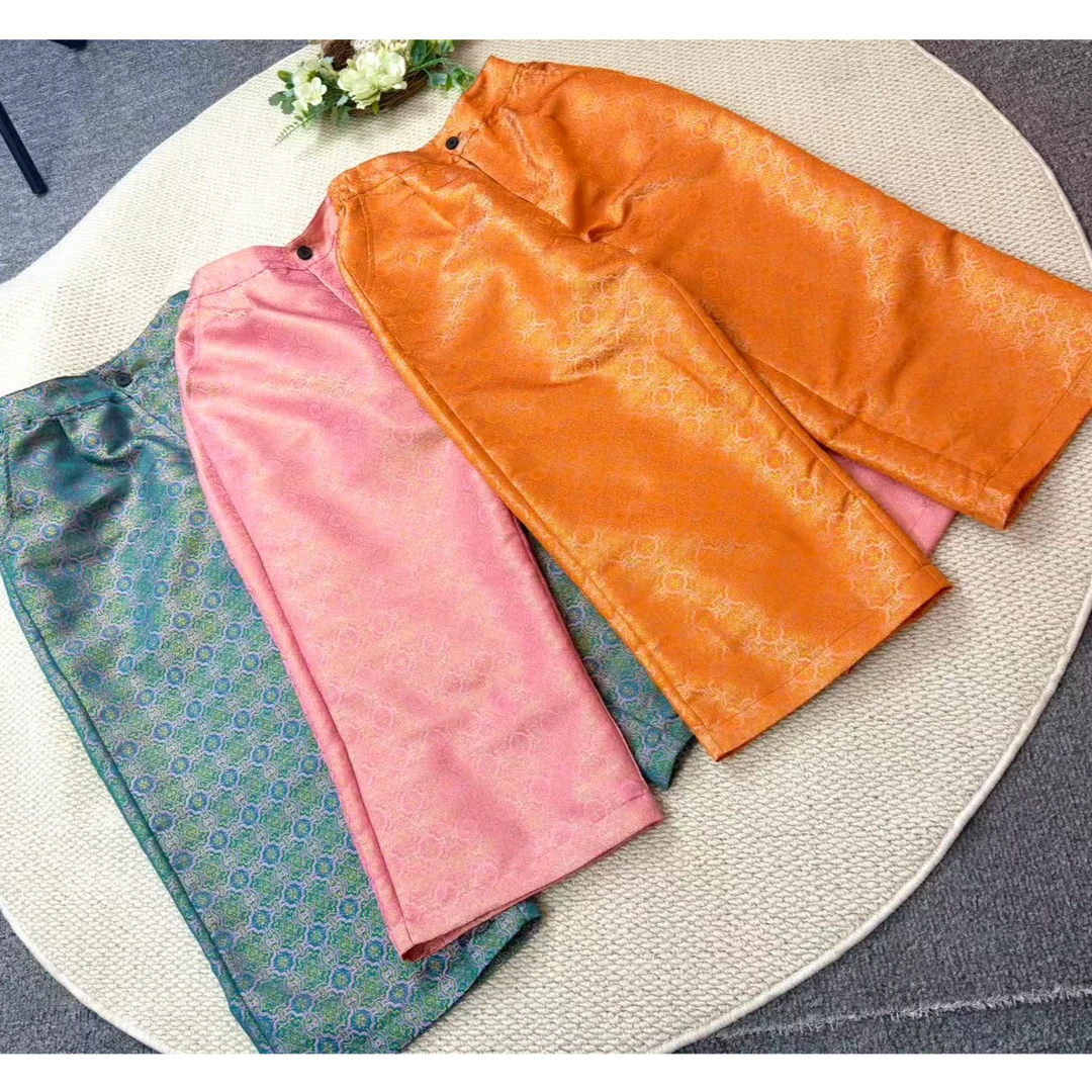 64国风夏季织锦九分裤