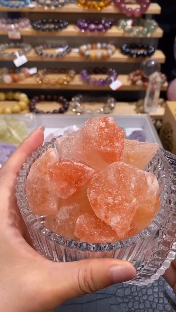 水晶手链未镶嵌橙色扩香石+小碗约500g多样性发一