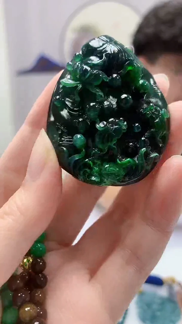 【闪购商品】定制翡翠未镶嵌4688zm-毛货挂件赠珠链花