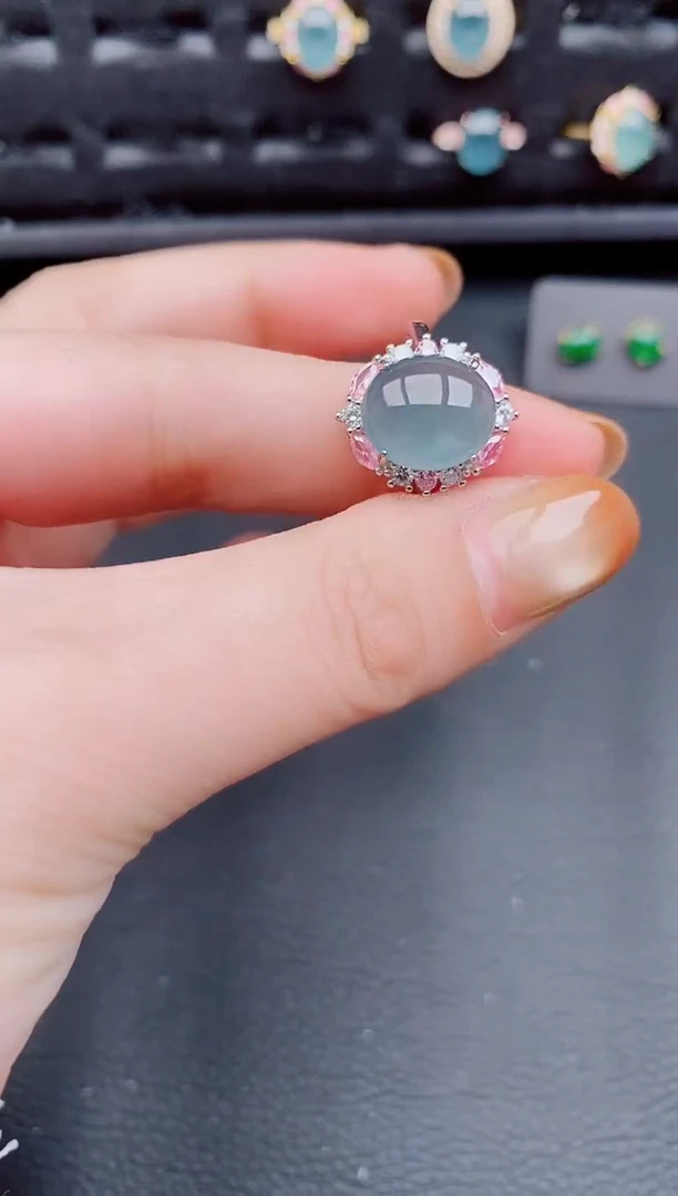 【闪购商品】翡翠戒指银S925镶嵌天然a货翡翠840