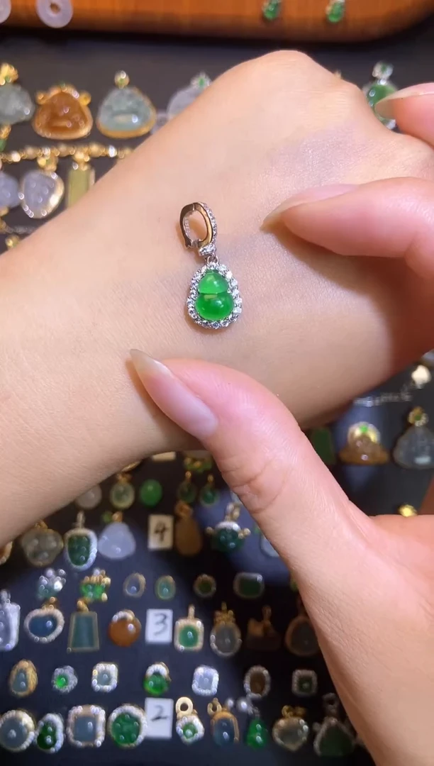 翡翠银S925镶嵌颈饰天然A货翡翠